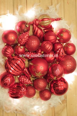 Jermaine Red Tree Ornament Set for Large Christmas Trees