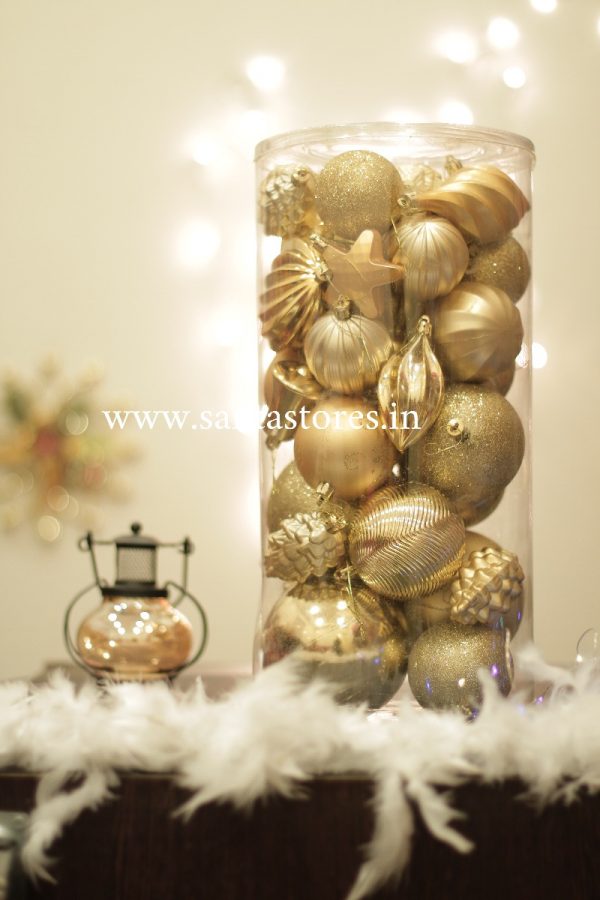 Jermaine Gold Tree Ornament Set (Suitable for Large Trees)