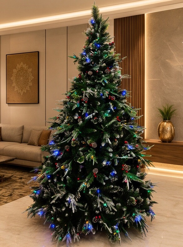 8ft Seasons artificial Christmas tree with built-in LED Christmas lights