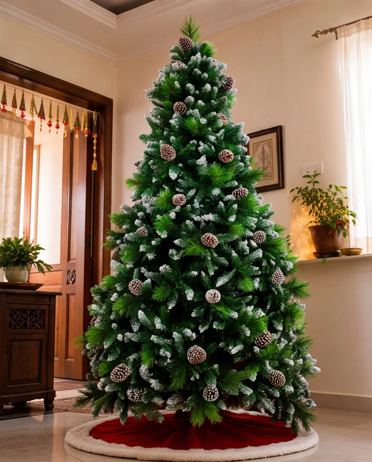 6 feet Virginia Pine artificial Christmas tree with realistic green foliage