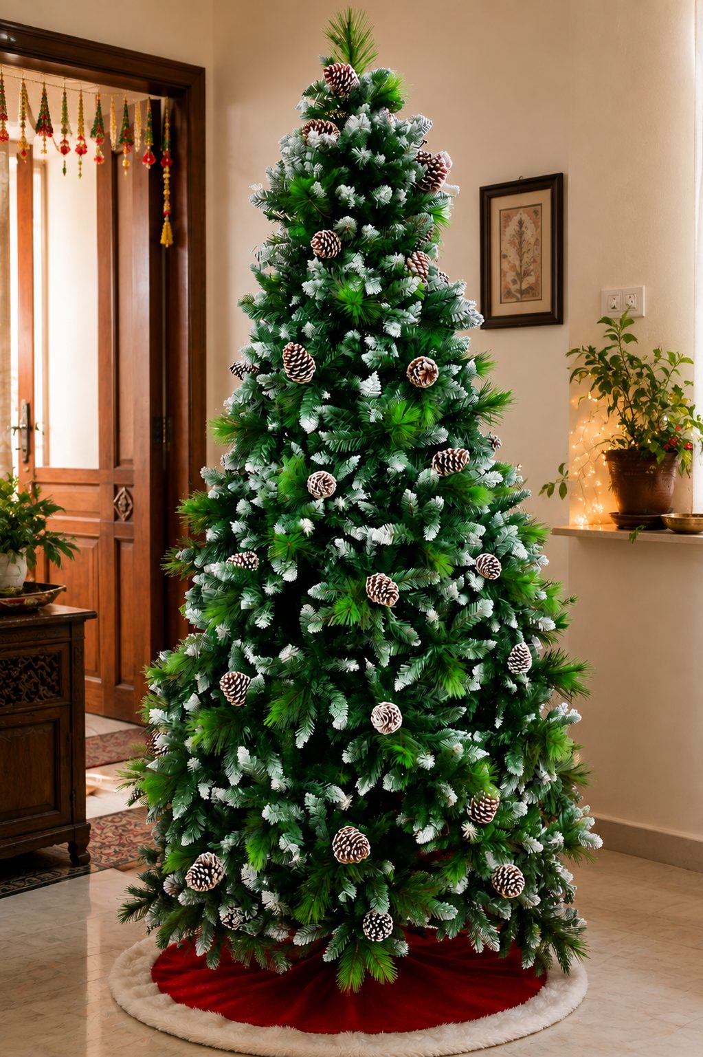 8 feet Virginia Pine artificial Christmas tree with dense realistic green branches