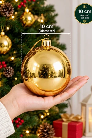 Buy 10 cm gold Christmas baubles pack of 6 for Christmas tree decoration online India