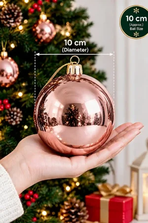 Buy 10 cm rose gold Christmas baubles online in India