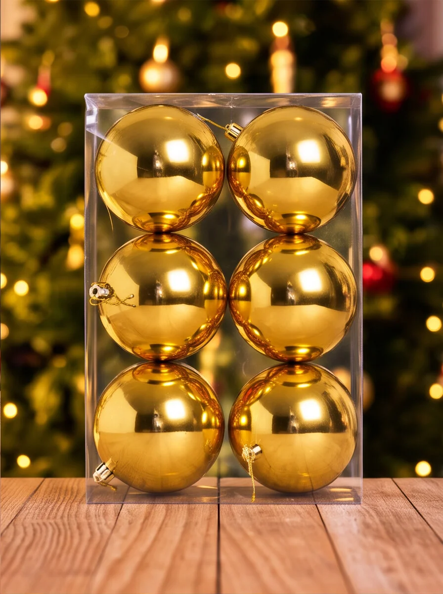 6 cm gold Christmas tree ornament and bauble for festive decoration
