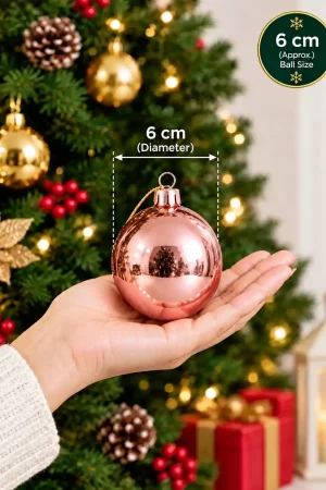 6 cm rose gold Christmas baubles for Christmas decoration in India