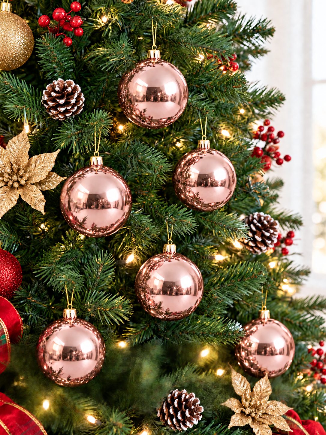 6 cm rose gold Christmas baubles for Christmas decoration in India