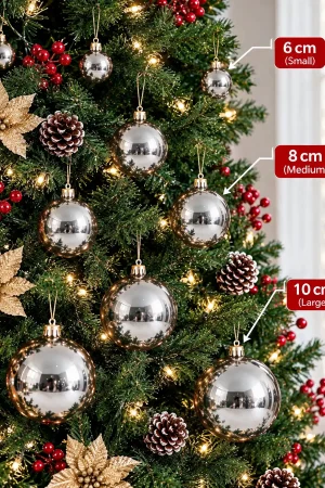 6 cm silver Christmas baubles for Christmas tree decoration