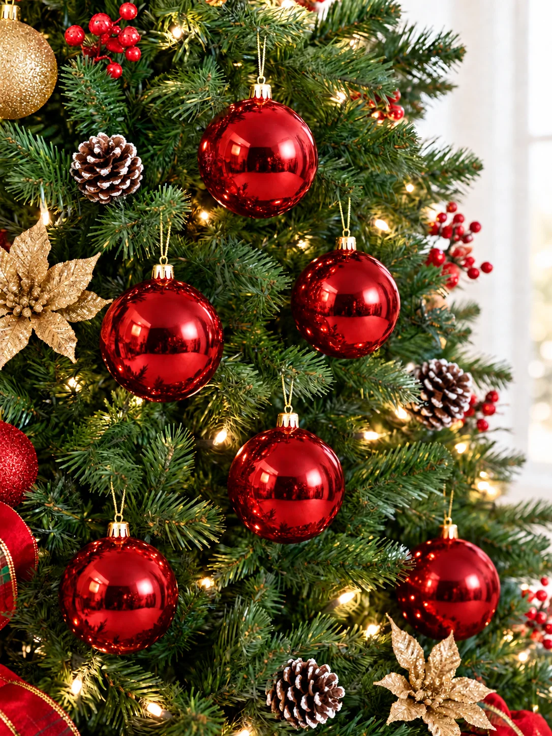 6cm-red-christmas-bauble-on-christmas-tree.webp 6 cm red Christmas bauble displayed on a Christmas tree