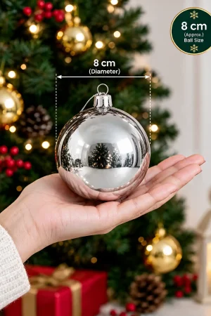 8 cm silver Christmas baubles for Christmas decoration in India
