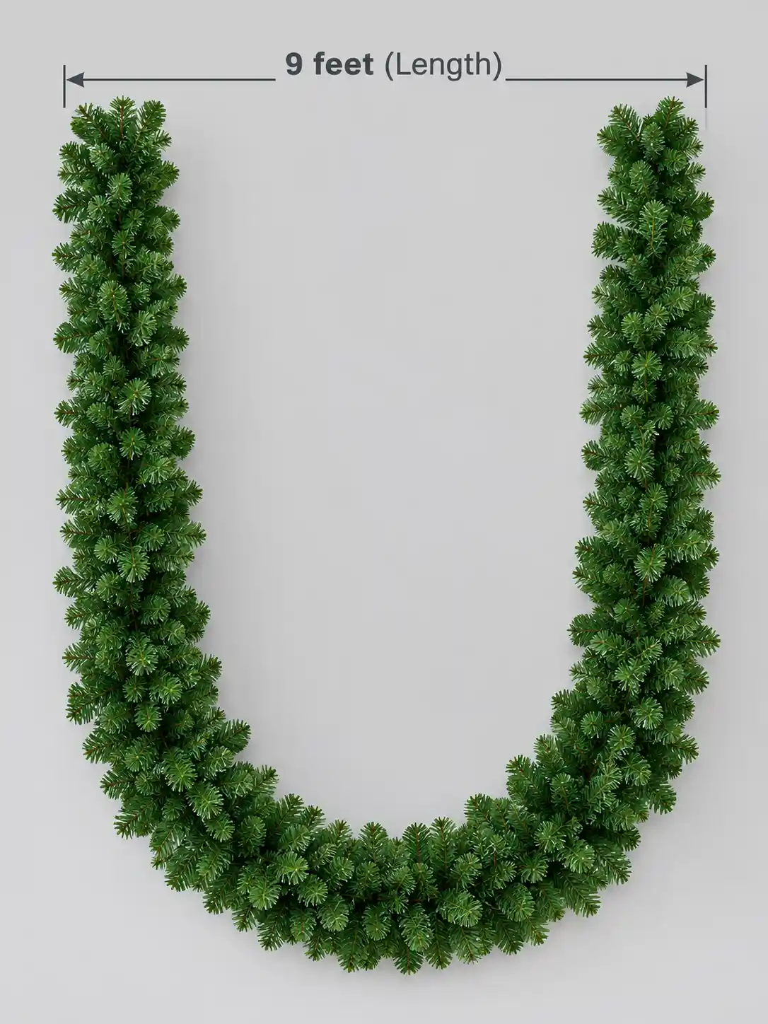 9 feet heavy dense green Christmas wreath garland for stairs and festive decoration
