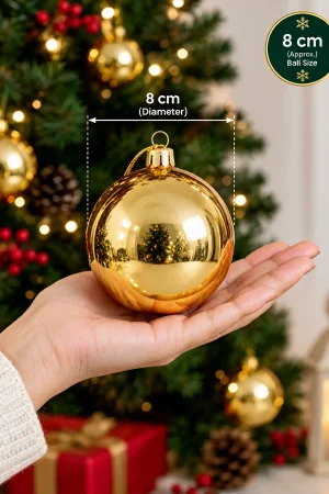 Buy 8 cm gold Christmas baubles pack of 6 for Christmas tree decorations online India